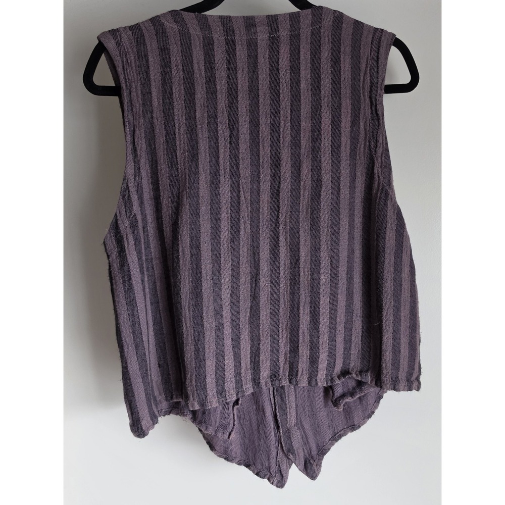 VTG CP Shades Women Vest Purple Striped Sleeveless V-Neck Boho Bohemian Gilet - Picture 2 of 6